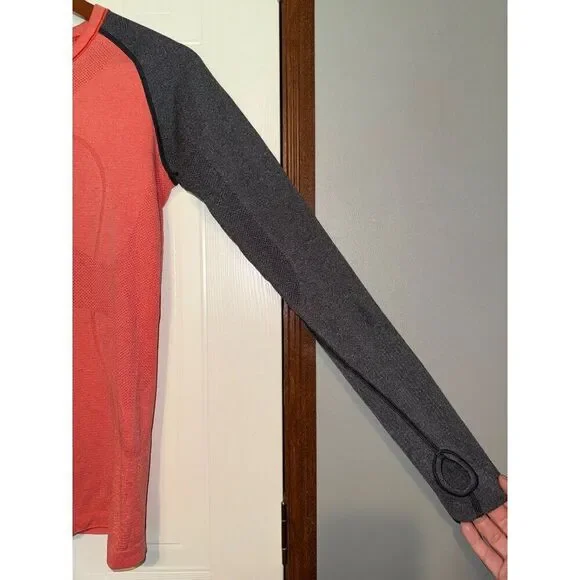 Lululemon Run Swiftly Tech Orange Gray Heather Long Sleeve Shirt Size 6 - Picture 4 of 12